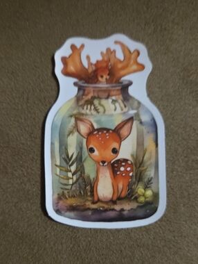 Vinyl Sticker - Woodland Fawn in a Jar